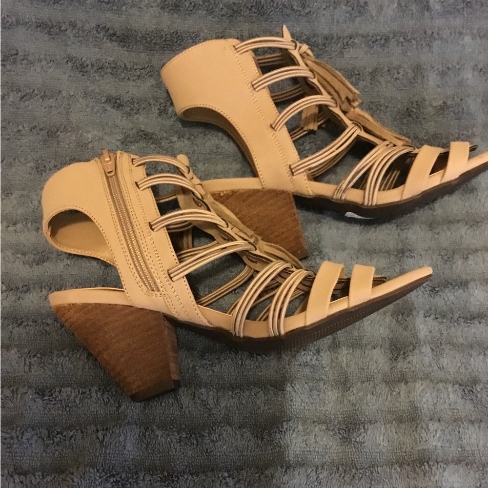 Gladiator style sandals with stacked heel